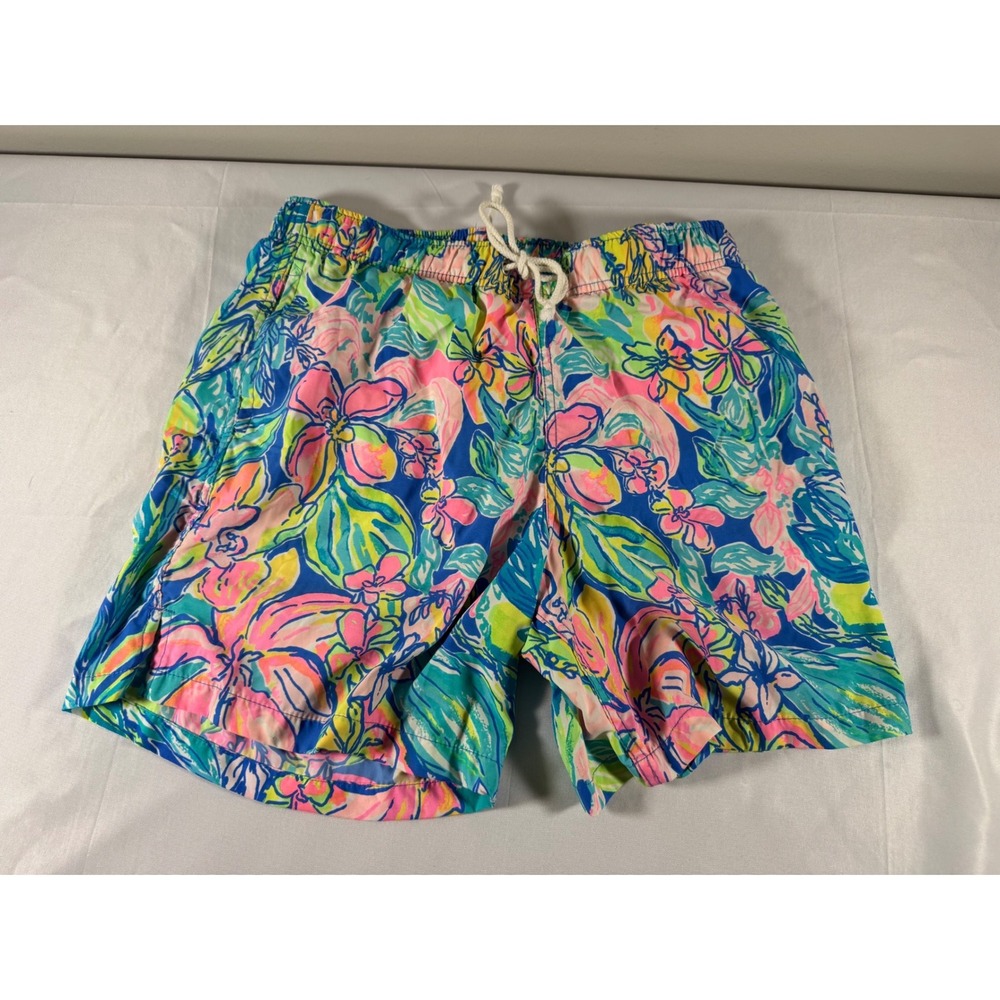 Lilly Pulitzer Mens Stuff Capri Trunk Swim Shorts Floral Tropical Multicolor M